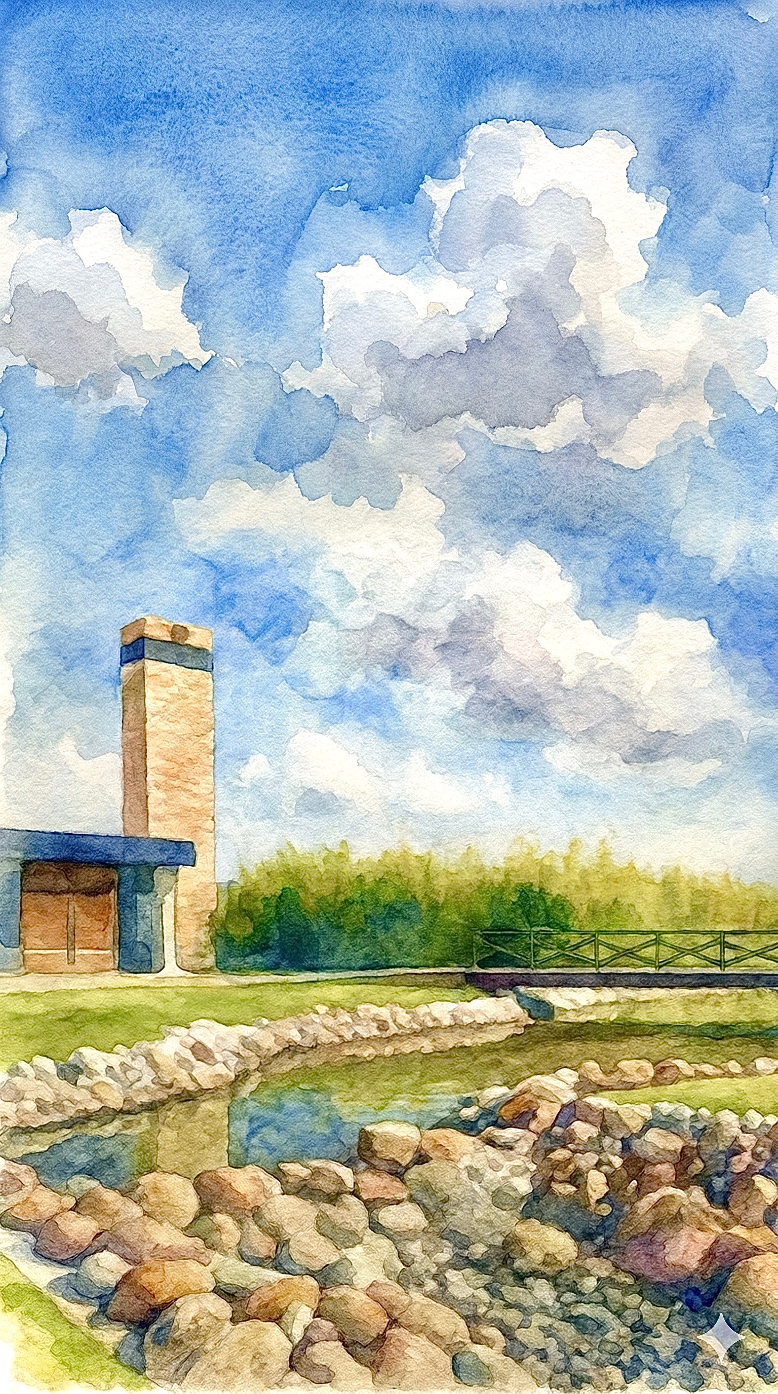 Ilustración tipo acuarela del salón